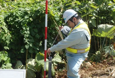 地下水位観測の様子